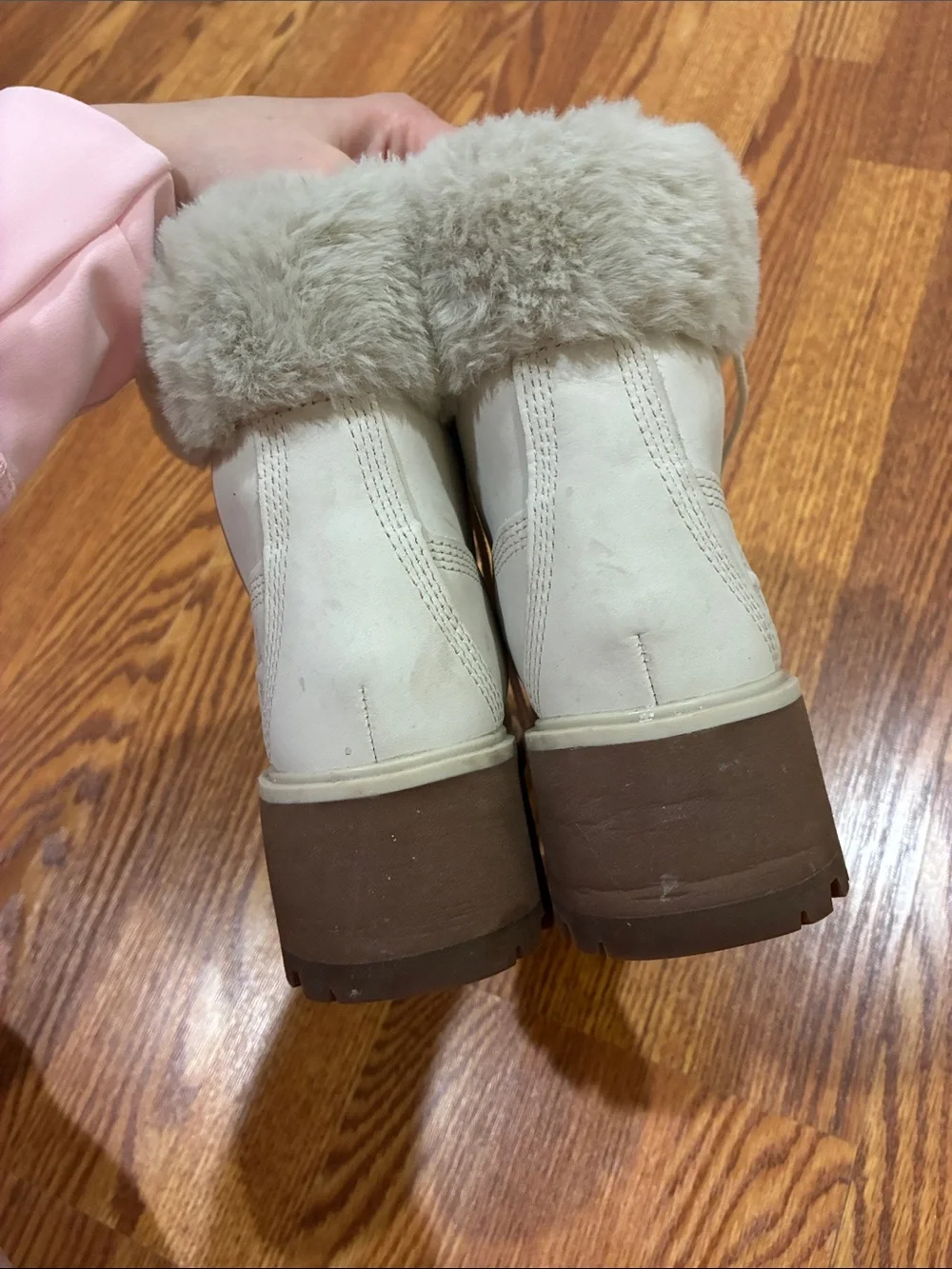 Timberland Women's Cream Lace-Up Winter Boots